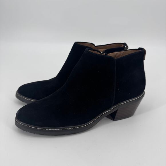 Sam Edelman Women's Black Suede Pryce Leather Heeled Ankle Booties Size 8 - Picture 4 of 12